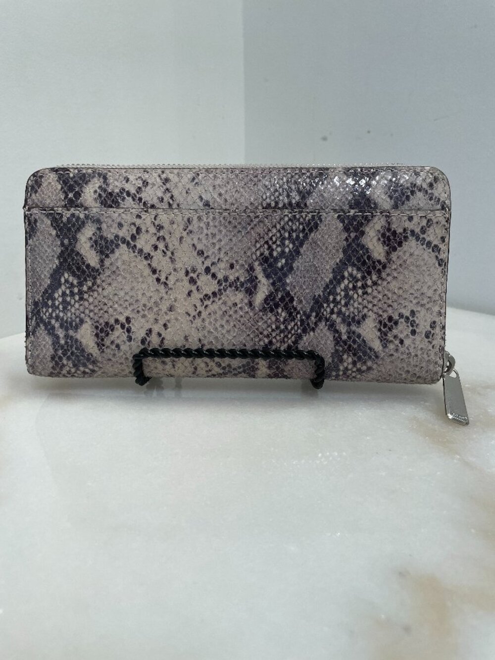 Coach Gray Snakeskin Leather Accordion Style Zip Around Wallet - Picture 3 of 16